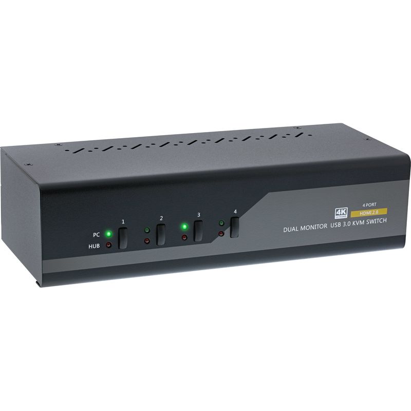 Switch-KVM-da-tavolo---4-vie---Doppio-monitor---HDMI---4K---USB-3.0---Audio