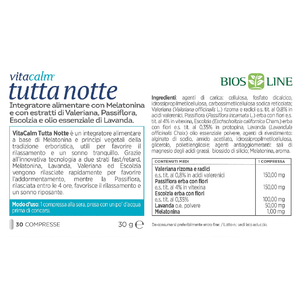 BIOS LINE VitaCalm Tutta Notte, Integratore per dormire con Melatonina