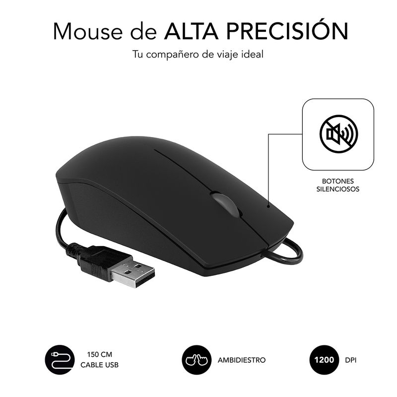 SUBBLIM-SUBKBC-CSSK01-tastiera-Mouse-incluso-USB-QWERTY-Spagnolo-Nero