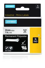 DYMO-24mm-RHINO-Permanent-Polyester-nastro-per-etichettatrice-D1--Dymo-S0773830-24mm-Black-on-White-Permanent-Polyester-