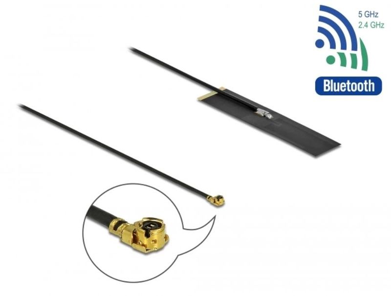 Delock-dual-band-WLAN-ac-ax-a-b-g-n-antenna-MHF-I-plug-1.7---4.7-dBi-PIFA-FPC-omnidirezionale