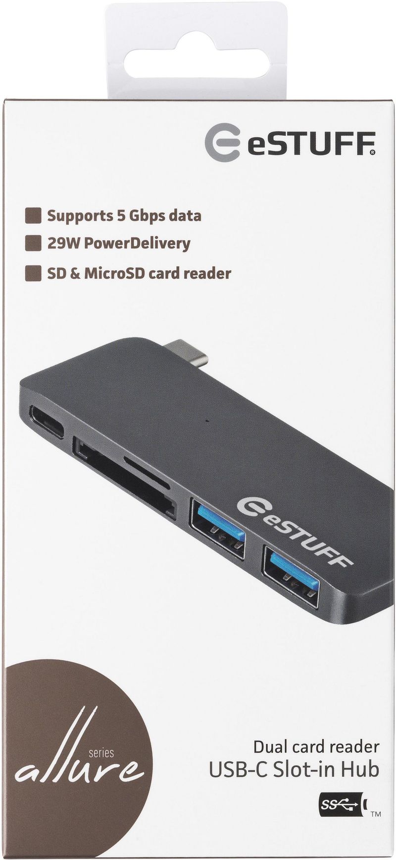 eSTUFF-ES84121-GREY-replicatore-di-porte-e-docking-station-per-laptop-USB-3.2-Gen-1-3.1-Gen-1-Type-C-Grigio--USB-C-Slot-