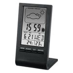 Hama TH-100 LCD Thermo/Hygrometer - Thermometer Hygrometer Barometer Weather Forecast Moon Phases Date/Time Alarm Black