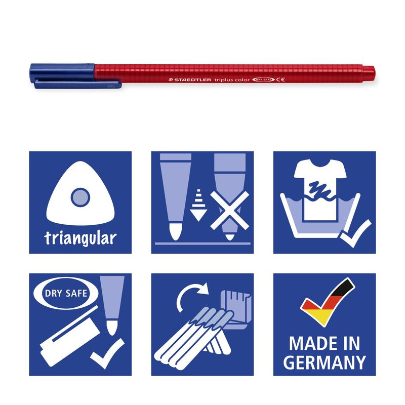 Staedtler-Triplus-Color-323-Confezione-da-10-pennarelli-a-punta-fine---Corsa-1-mm-circa---Inchiostri-a-base-d-acqua---Colori-assortiti