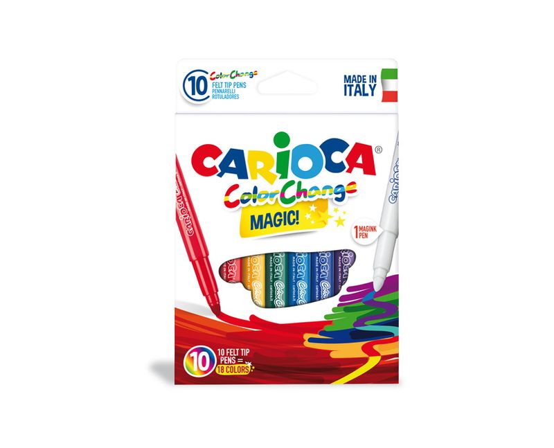 Carioca-Pennarelli-Color-Change-9-Pennarelli---1-Pennarello-Magink-Cambia-Colore-con-18-Colori-Disponibili-Adatti-per-I-Bambini-con-Punta-Bloccata-e-Cappuccio-Traspirante