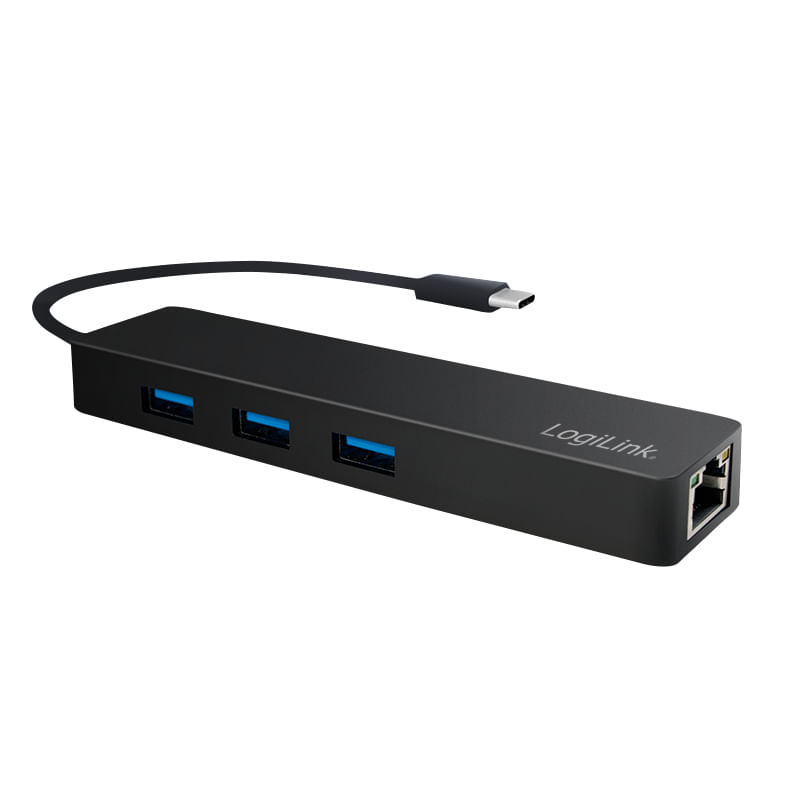 LogiLink-USB-3.1-Hub-Type-C-3-porte-3-porte-GEN-1-LAN-nero