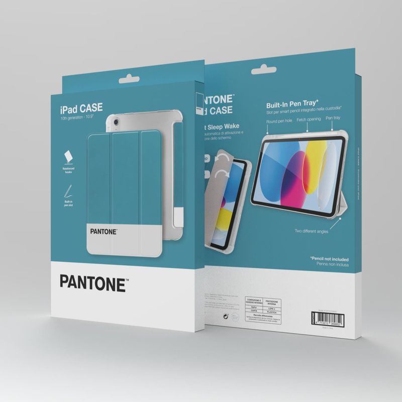 Celly-Pantone-Cover-iPad-10Gen-Custodia-Tablet-Colorata-Protettiva-Cover-Tablet-con-Design-Elegante-e-Sottile-con-Porta-Penna-Adatta-per-Modelli-iPad-10.9--10-Generazione-Cyan