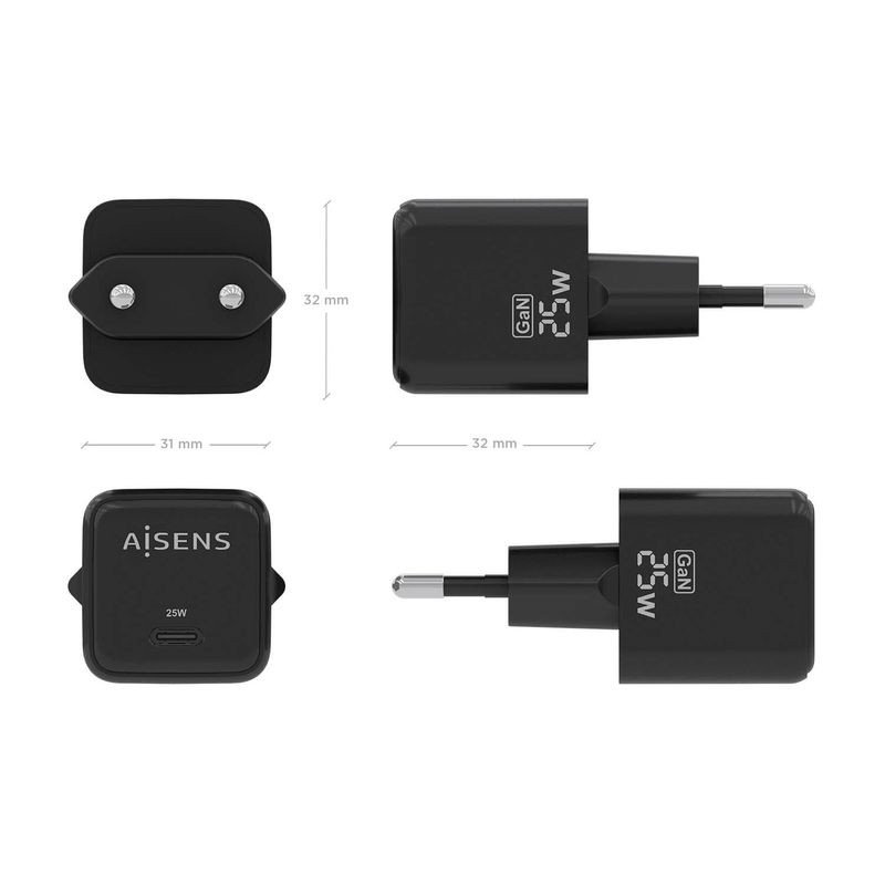 AISENS-ASCH-25W1P013-BK-Caricabatterie-per-dispositivi-mobili-Universale-Nero-AC-Ricarica-rapida-Interno