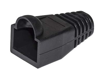 CONFEZIONE-100-COPRICONNETTORI-6MM-PER-PLUG-RJ45-8-POLI-CAVO-CAT-5E--6-NERI