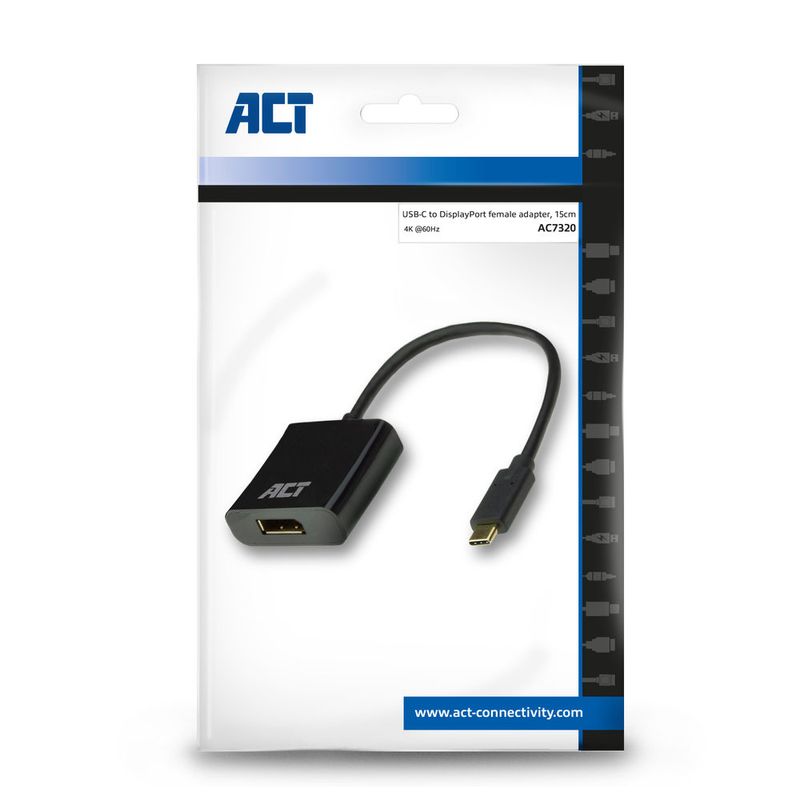 Cavo-adattatore-video-ACT-AC7320-015-m-USB-Type-C-DisplayPort-Nero