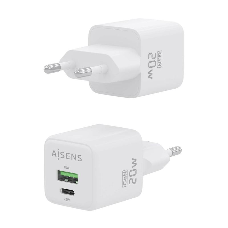 AISENS-ASCH-20W2P010-W-Caricabatterie-per-dispositivi-mobili-Universale-Bianco-AC-Ricarica-rapida-Interno