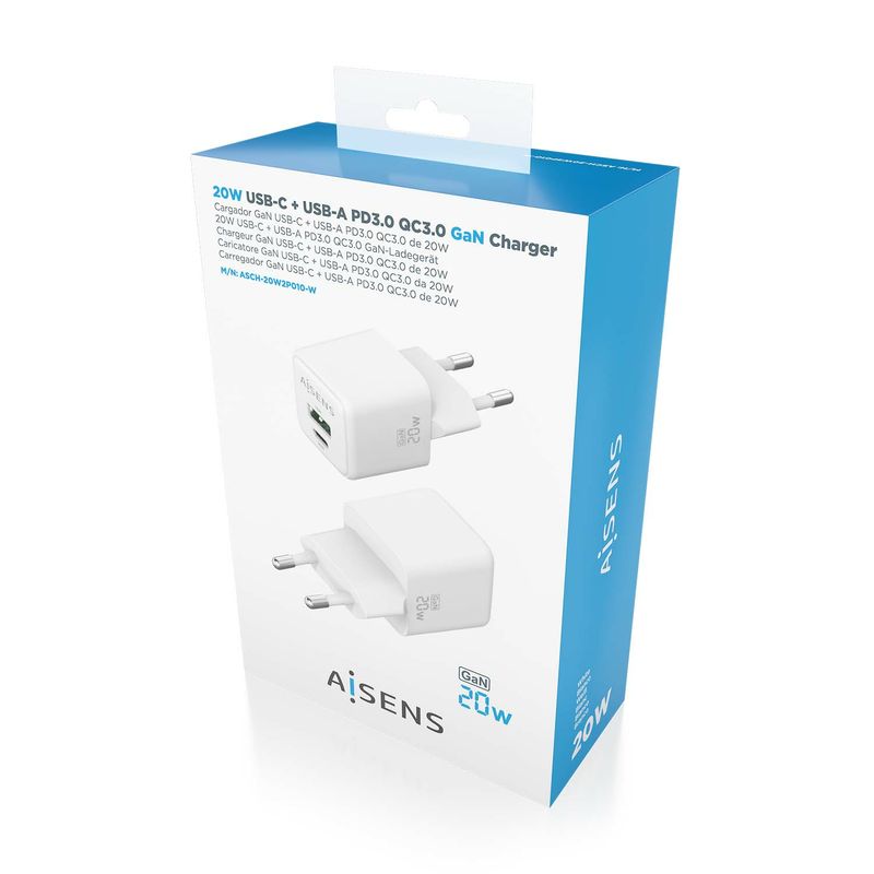 AISENS-ASCH-20W2P010-W-Caricabatterie-per-dispositivi-mobili-Universale-Bianco-AC-Ricarica-rapida-Interno