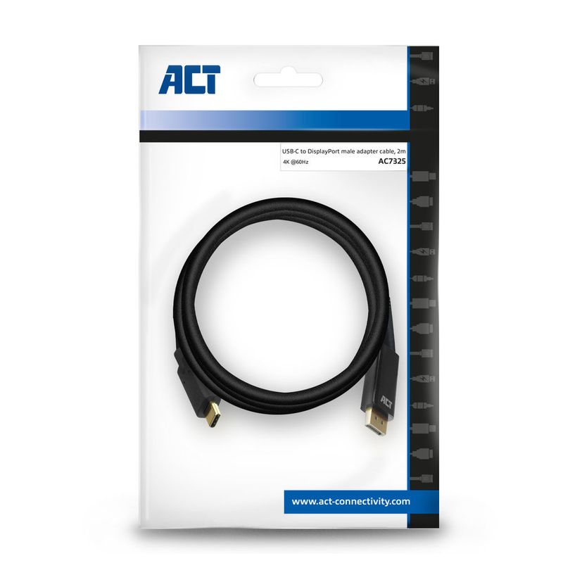 Cavo-adattatore-video-ACT-AC7325-2-m-USB-Type-C-DisplayPort-Nero