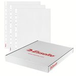 Esselte-Confezione-da-100-Copertine-Porta-Documenti-Multiforo---Formato-A4---16-Fori---80-Micron---Colore-Trasparente