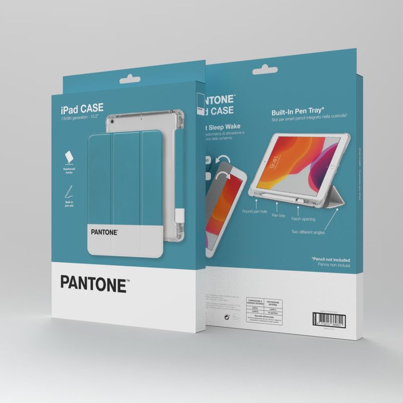 Celly-Pantone-Cover-iPad-7-8-9Gen-Custodia-Tablet-Colorata-Protettiva-Cover-Tablet-con-Design-Elegante-e-Sottile-con-Porta-Penna-Adatta-per-Modelli-iPad-10.2--7-9-Generazione-Cyan