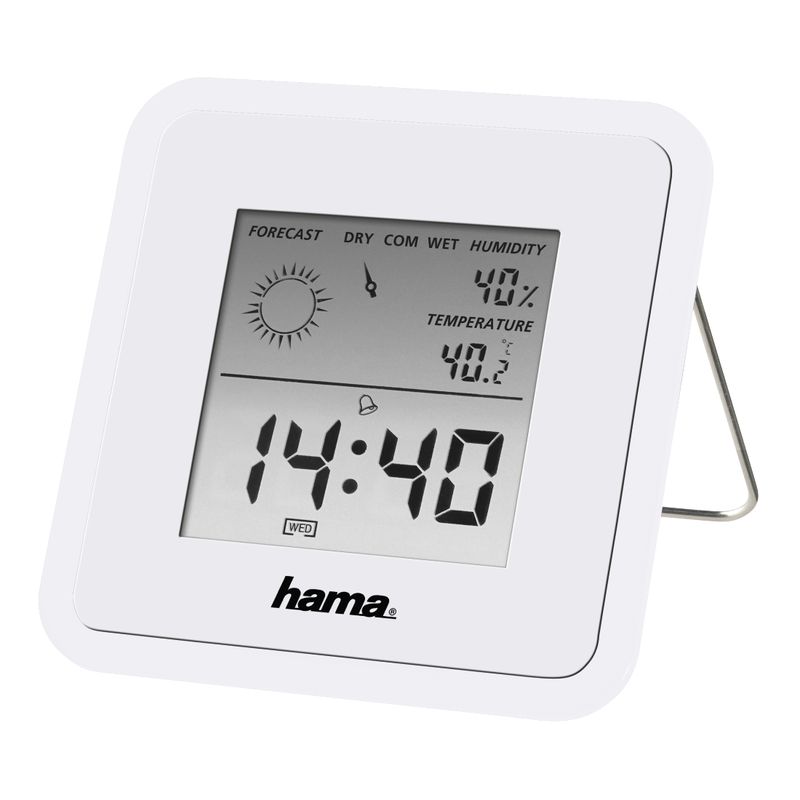 Hama-TH50-Thermo-Hygrometer---Thermometer-Hygrometer-Weather-Forecast-Date-Time-Alarm-White