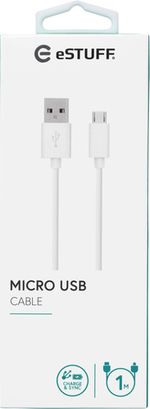 eSTUFF-ES603007-cavo-USB-1-m-USB-2.0-USB-A-Micro-USB-B-Bianco--MicroUSB-Cable-1m-White---MicroUSB-M---USB-A-M---Warranty