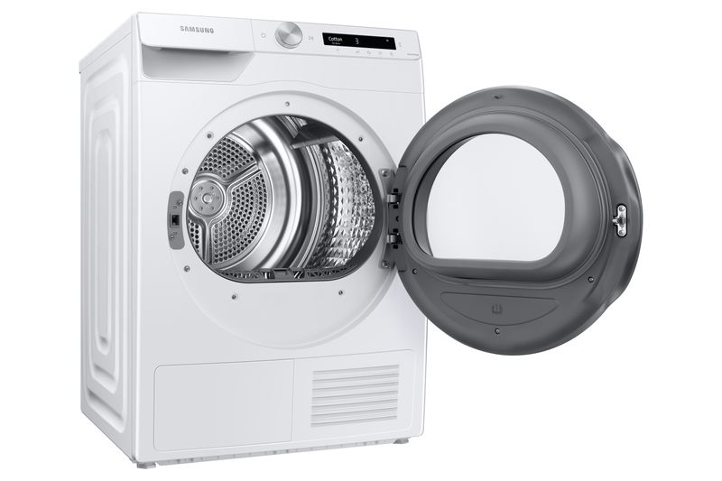 Samsung-Asciugatrice-Ai-Control-con-Optimal-Dry-Sensor-DV80T5220AW-S3-8-Kg-Pompa-di-Calore-Classe-A----Wifi-Oblo-Reversibile-Carica-Frontale-LxAxP--60-x-85-x-60-cm-Silver-Inox