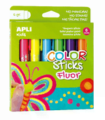 Apli-Color-Sticks-Tempera-Solida-Fluorescente---Confezione-da-6-Unita-da-6g---Finitura-Satinata-senza-Bisogno-di-Vernice---Asciugatura-Rapida-in-Meno-di-3-Minuti---Effetto-Cera-o-Tempera-a-Seconda-della-Pressione