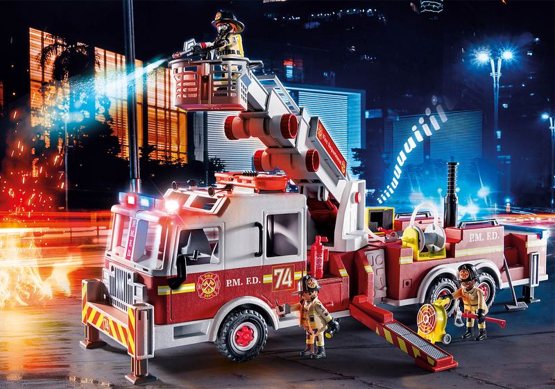 Playmobil-City-Action---Camion-dei-pompieri-US-Tower-Ladder--70935-