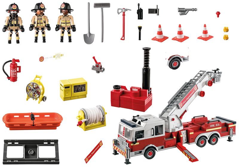 Playmobil-City-Action---Camion-dei-pompieri-US-Tower-Ladder--70935-