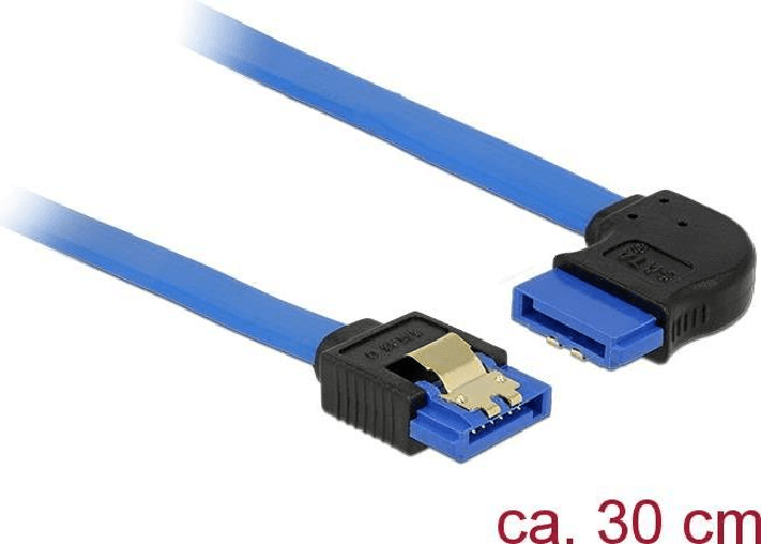 DeLOCK---Cavo-SATA---Serial-ATA-150-300-600---SATA--R--dritto-a-SATA--R--ad-angolo-retto---30-cm---a-scatto---blu--84990