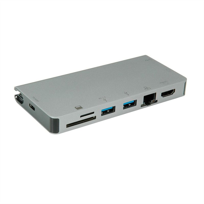 ROLINE-12.02.1022-Notebook-Dockingstation---Portreplikator-Verkabelt-USB-3.2-Gen-1--3.1-Gen-1--Type-C-Grau--12.02.1022-