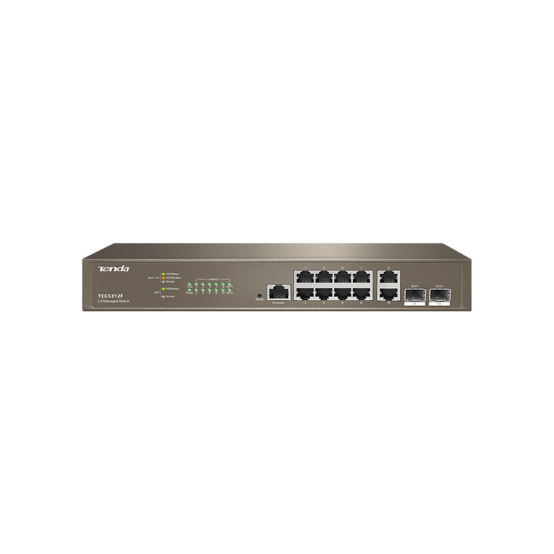 Tenda-TEG5312F-Switch-Ethernet-Gigabit-Managed-L3-10-Porte-Gigabit-Base-T-Ethernet-con-2-Porte-Gigabit-Base-X-SFP-QoS-Difese-da-Attacchi-Multipli-Desktop-e-Montato-su-Rack-Struttura-in-Acciaio