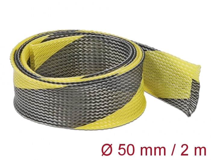 Delock-guaina-intrecciata-estensibile-2-m-x-50-mm-nero-giallo