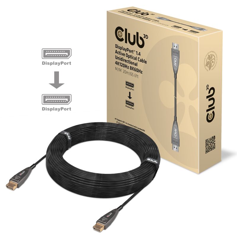 Cavo-DP-DP-S-S-20.0m-CLUB-3D-attivo-unidirezionale-4K120Hz-8K60Hz