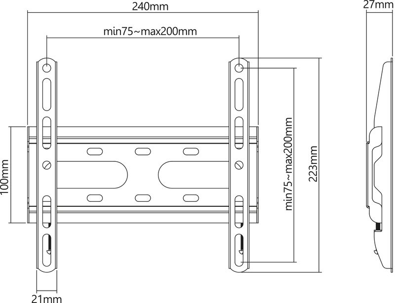 Manhattan-462259-Supporto-TV-a-parete-1092-cm-43-Nero--TV-MONITOR-WALL-MOUNT---FIXED-23-42IN-VESA-TO-200X200MM-