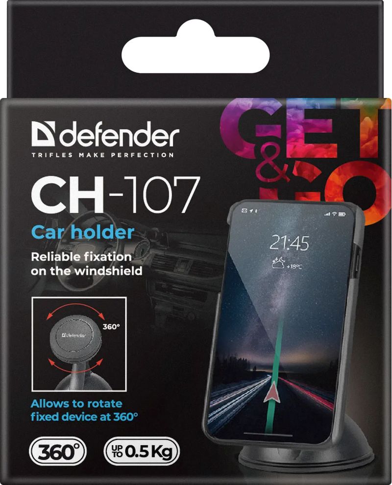 Supporto-Smartphone-per-auto-Defender-CH-107-nero-magnete-parabrezza