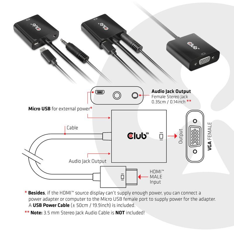 Adattatore-HDMI--Collegamenti-presa-HDMI-A-e-VGA--Colore-nero--Adatto-per-audio-video--Colore-nero