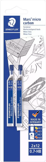 Staedtler-Micro-Carbon-250-Confezione-da-2-tubi-da-12-cavi---Piombo-HB-da-07-mm---Resistenza-alla-rottura---90--di-materiali-naturali