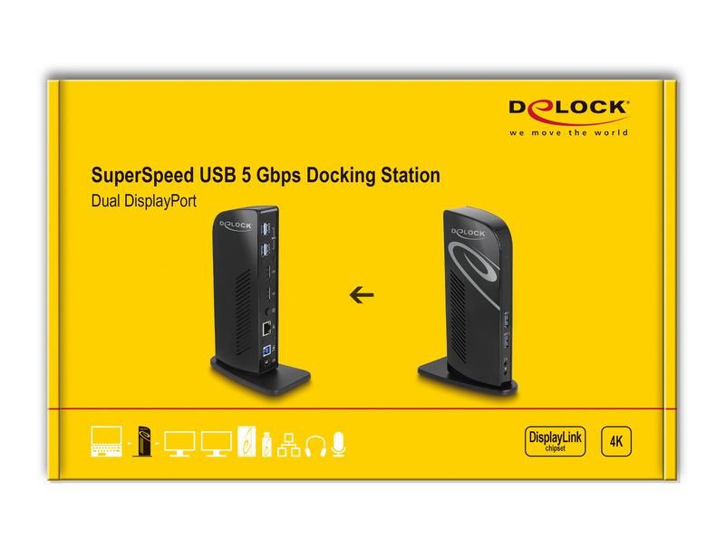 Delock-Docking-station-USB-Dual-DisplayPort-4K---USB-3.2---LAN---Audio--Displaylink-