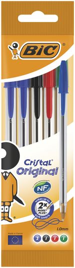 BIC-Cristal-Original-Penne-a-Sfera-in-Colori-Assortiti--Punta-1mm--Confezione-da-5