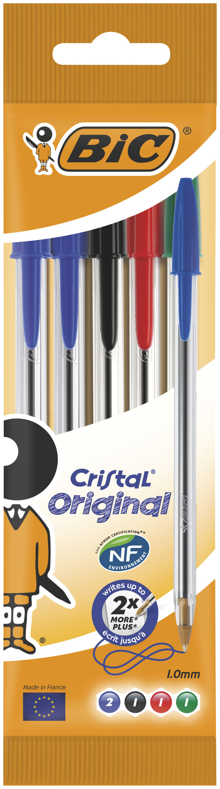 BIC-Cristal-Original-Penne-a-Sfera-in-Colori-Assortiti--Punta-1mm--Confezione-da-5