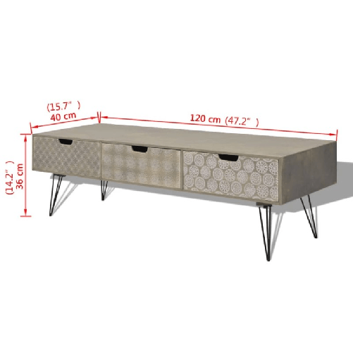 vidaXL-Mobile-Porta-TV-con-3-Cassetti-120x40x36-cm-Grigio