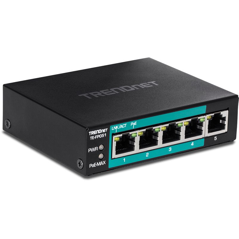 Trendnet-TE-FP051-switch-di-rete-Non-gestito-Fast-Ethernet-10-100-Supporto-Power-over-Ethernet-PoE-Nero--5-Port-Fast-Eth