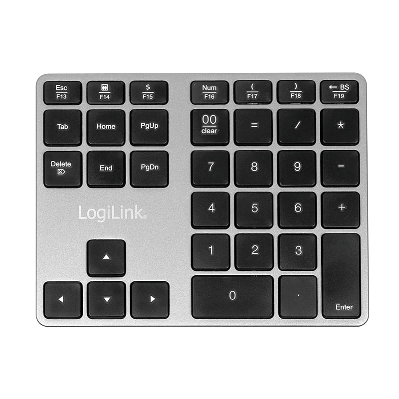 LogiLink-ID0187-tastierino-numerico-Universale-Bluetooth-Alluminio-Nero--LogiLink-Wireless-Numbered-Keyboard-with-Arrow-