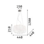 Sospensione-Moderna-Ovalino-Vetro-Bianco-5-Luci-E27