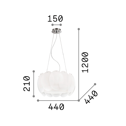 Sospensione-Moderna-Ovalino-Vetro-Bianco-5-Luci-E27