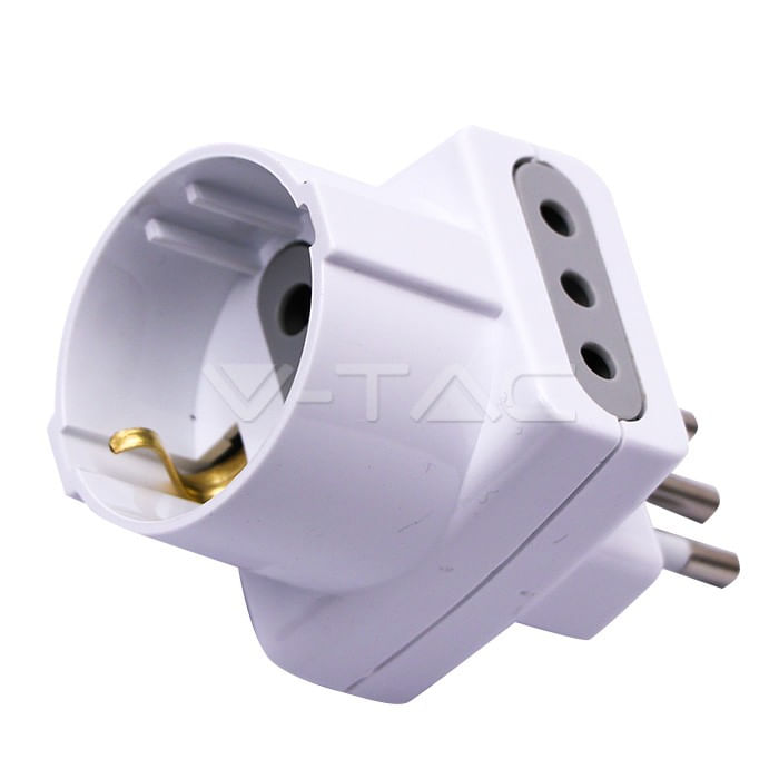 V-TAC-Adattatore-Multipresa-con-2-Prese-Laterali-10A-2P-T-e-una-Frontale-10A-2P-T-Bipasso---Schuko-Spina-16A-2P-T-Colore-Bianco