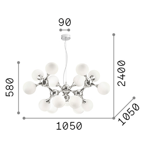 Sospensione-Contemporanea-Nodi-Metallo-Bianco-15-Luci-E14