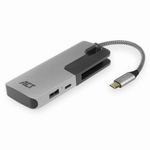 ACT AC7052 replicatore di porte e docking station per laptop USB 3.2 Gen 1 (3.1 Gen 1) Type-C Nero, Grigio