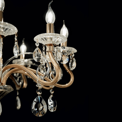 Lampadario-Classico-Negresco-Metallo-Cristallo-Oro-8-Luci-E14