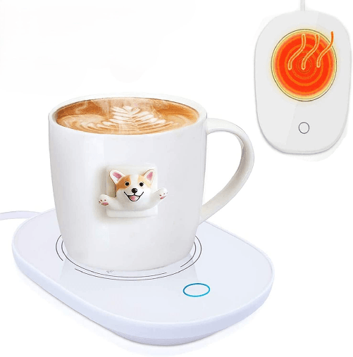 Scalda Tazza Elettrico, Scaldatazze per Caffè, Tè e Latte con Termostato Intelligente, Portatile per Casa e Ufficio (Bianco)