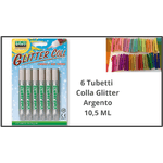 Lebez Set 6 pezzi colla glitterata argento da 10