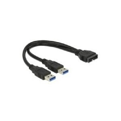 DeLOCK-0.25m-USB3.0-2xUSB3.0-cavo-USB-025-m-USB-3.2-Gen-1-3.1-Gen-1-2-x-USB-A-Nero--Delock-Kabel-USB-3.0-Pin-Header--2x-