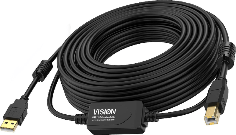 Vision-TC-10MUSB-BL-2-cavo-USB-10-m-USB-2.0-USB-A-USB-B-Nero--VISION-Professional-installation-grade-USB-2.0-active-cabl